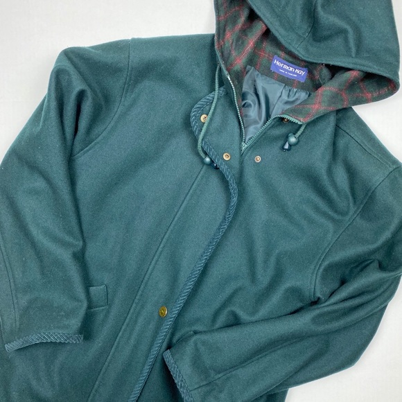 Vintage Jackets & Blazers - Vintage Herman Kay Wool Hooded Pea Coat